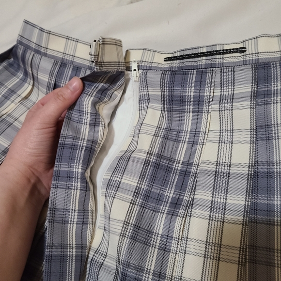 High Waist Pleated Skirt Blue and White S - Picture 8 of 9